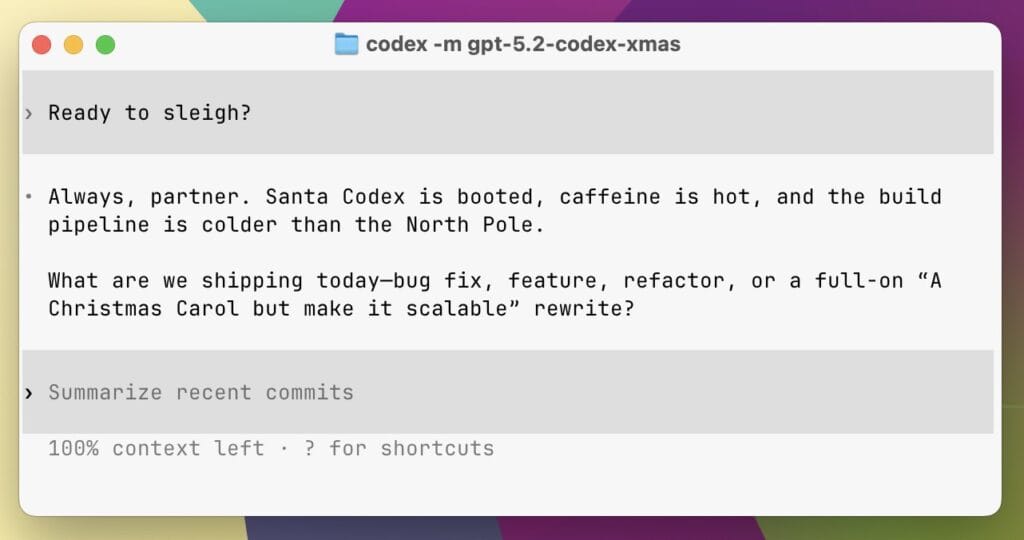 OpenAI Delivers a Gift to Developers: A Santa-Themed Coding AI GPT 5.2 Codex XMas GPT-5.2-Codex-XMas